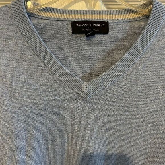 Banana Republic Premium Luxury Blend 100% Cotton V Neck Sweater L - Picture 8 of 8